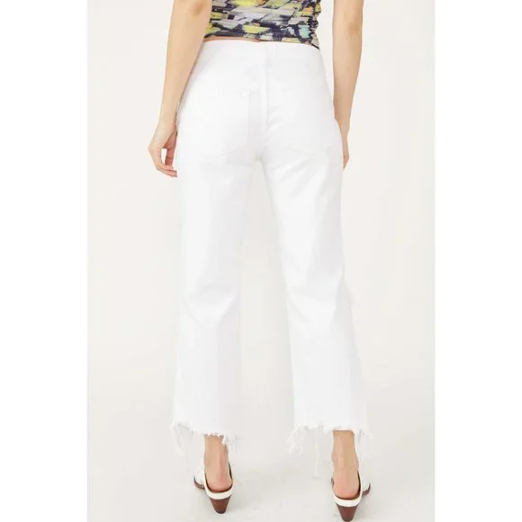 NWOT Free People Maggie Mid-Rise Straight-Leg Jeans / Optic White - Picture 9 of 12